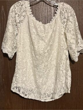 Delicate White Lace Women's Top - Classic Scoop Neck